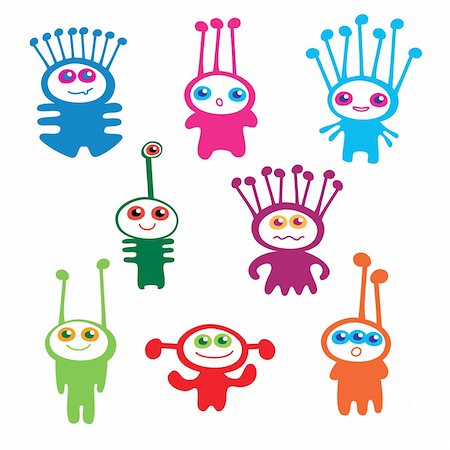 children's collection of funny aliens Stock Photo - Budget Royalty-Free & Subscription, Code: 400-04366578