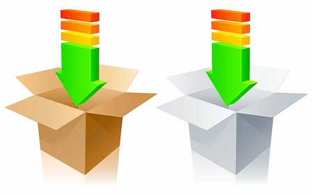 red data - Two download icons in the form of cardboard boxes with arrows. Stock Photo - Budget Royalty-Free & Subscription, Code: 400-04367262