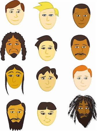 Twelve Male faces of various ethnicities. Stock Photo - Budget Royalty-Free & Subscription, Code: 400-04367308