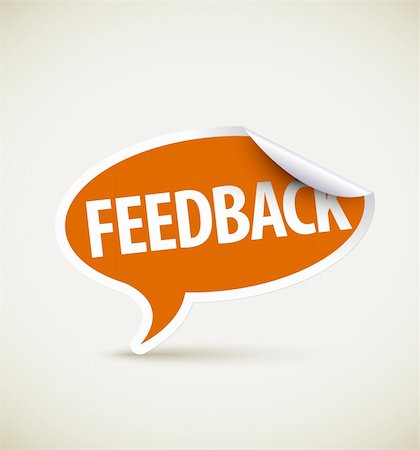 Feedback speech bubble as pointer with white border Stock Photo - Budget Royalty-Free & Subscription, Code: 400-04367316