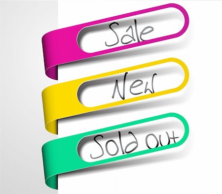 simsearch:400-04730082,k - Paper tags for items in sale, sold out and new in your eshop Stockbilder - Microstock & Abonnement, Bildnummer: 400-04367328