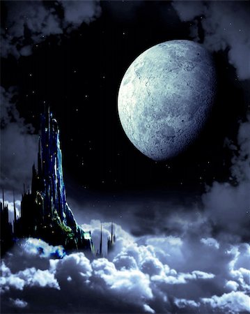 Night fairy-tale. Fantasy landscape with castle Stock Photo - Budget Royalty-Free & Subscription, Code: 400-04367516