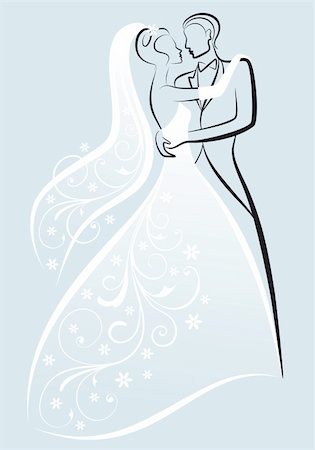 simsearch:400-06454333,k - bride and bridegroom kissing, vector illustration Stock Photo - Budget Royalty-Free & Subscription, Code: 400-04367558