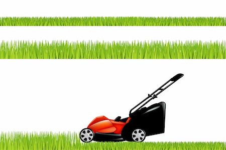 Lawnmower With Grass Set, Isolated On White Background, Vector Illustration Stock Photo - Budget Royalty-Free & Subscription, Code: 400-04367596