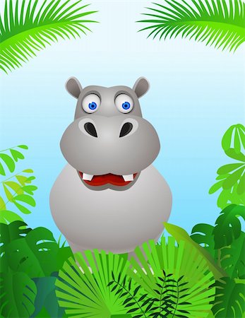 Vector illustration of hippo cartoon Stock Photo - Budget Royalty-Free & Subscription, Code: 400-04367671