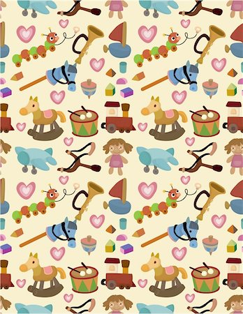drums illustration - cartoon kid toy seamless pattern Stock Photo - Budget Royalty-Free & Subscription, Code: 400-04367682