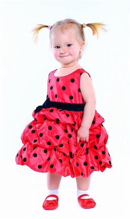 simsearch:400-04825533,k - Cute little baby girl in a red dress. In the studio. Isolated Stock Photo - Budget Royalty-Free & Subscription, Code: 400-04367864