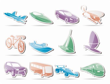 different kind of transportation and travel icons - vector icon set Stock Photo - Budget Royalty-Free & Subscription, Code: 400-04368305