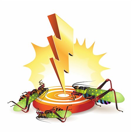 Powerful lightning bolt targeting grasshoppers Stock Photo - Budget Royalty-Free & Subscription, Code: 400-04368419
