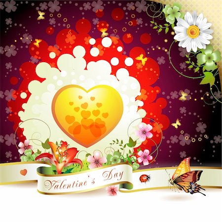 simsearch:400-05894204,k - Valentine's day card. Heart and butterflies over springtime background Photographie de stock - Aubaine LD & Abonnement, Code: 400-04368444