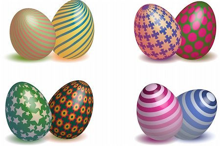 simsearch:400-04368497,k - Colorful Easter eggs isolated in white background Fotografie stock - Microstock e Abbonamento, Codice: 400-04368496