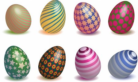 simsearch:400-04368497,k - Colorful Easter eggs isolated in white background Fotografie stock - Microstock e Abbonamento, Codice: 400-04368497