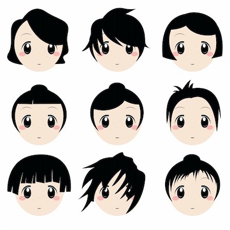 vector set of cartoon faces Stockbilder - Microstock & Abonnement, Bildnummer: 400-04368539