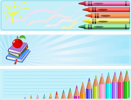 school kindergarten wallpapers - Illustrated set of three different  Back to school banners Stock Photo - Budget Royalty-Free & Subscription, Code: 400-04368634