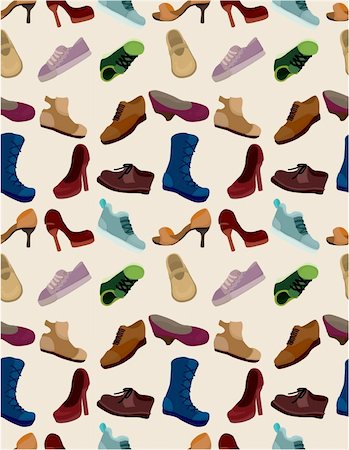 people running to the store to the store - cartoon shoes set seamless pattern Stock Photo - Budget Royalty-Free & Subscription, Code: 400-04368744