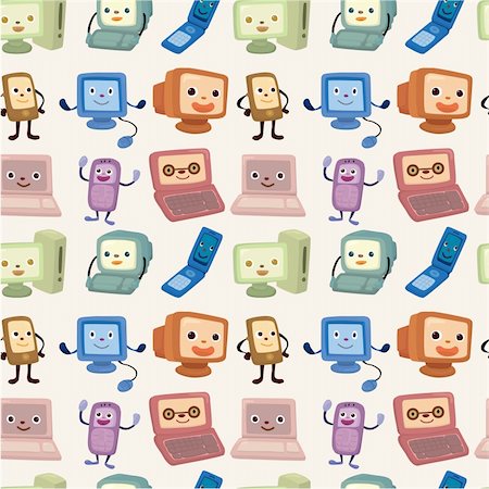 simsearch:400-04338838,k - cartoon computer and phone set seamless pattern Photographie de stock - Aubaine LD & Abonnement, Code: 400-04368746