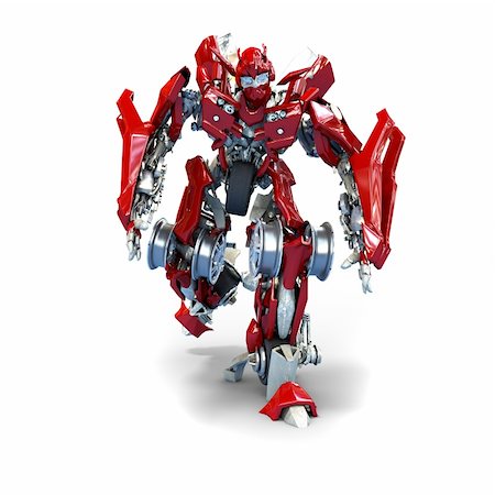robotic - 3d robot Transformer isolated on white background Stock Photo - Budget Royalty-Free & Subscription, Code: 400-04369168