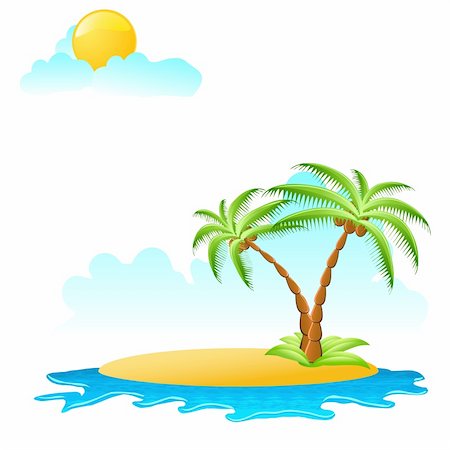 simsearch:400-04978777,k - tropical palm on island with sea waves - vector illustration Photographie de stock - Aubaine LD & Abonnement, Code: 400-04369237