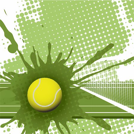 illustration, tennis ball on abstract green background Stock Photo - Budget Royalty-Free & Subscription, Code: 400-04369289