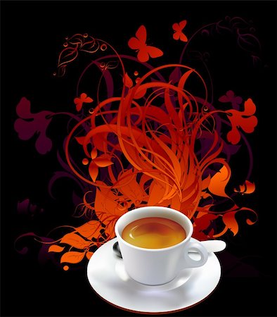 simsearch:400-05679302,k - cup of coffee with floral elements,  this illustration may be useful as designer work Photographie de stock - Aubaine LD & Abonnement, Code: 400-04369749