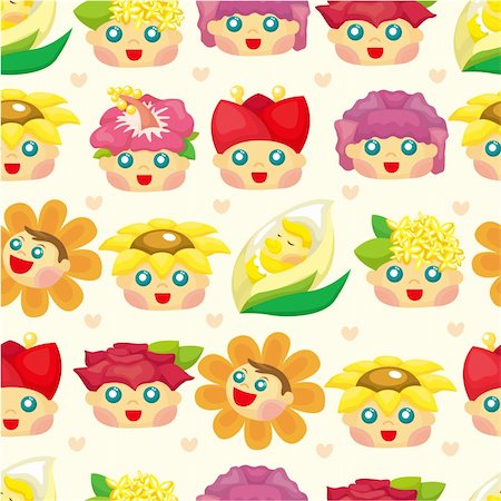 school kindergarten wallpapers - cartoon flower fairy seamless pattern Stock Photo - Budget Royalty-Free & Subscription, Code: 400-04369924