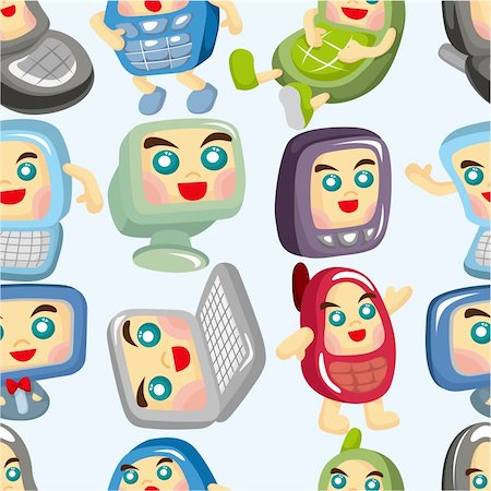 simsearch:400-04338838,k - cartoon computer and phone set seamless pattern Photographie de stock - Aubaine LD & Abonnement, Code: 400-04369925