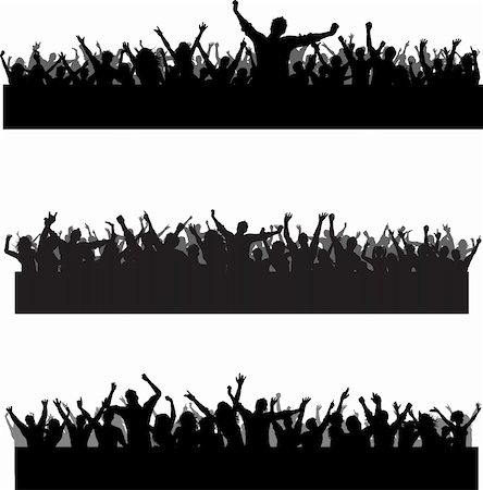 dancing crowd silhouette - Collection of three different party crowd silhouettes Stock Photo - Budget Royalty-Free & Subscription, Code: 400-04369979
