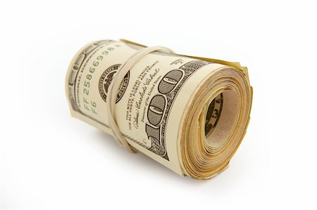 simsearch:400-05384689,k - roll of dollars isolated on white Stock Photo - Budget Royalty-Free & Subscription, Code: 400-04360019