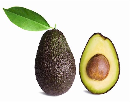 simsearch:400-05265200,k - whole and half avocados with leaf isolated on white background Photographie de stock - Aubaine LD & Abonnement, Code: 400-04360011
