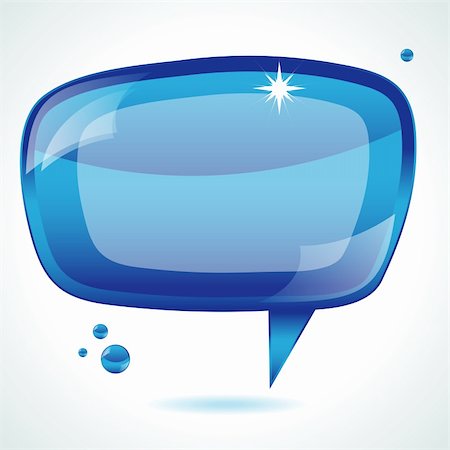 simsearch:400-06356340,k - Blue glossy speech bubble - vector background Foto de stock - Super Valor sin royalties y Suscripción, Código: 400-04360059