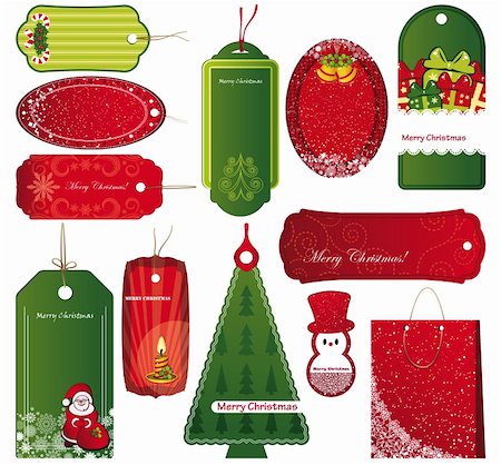 simsearch:400-04566378,k - Twelve Sets of Christmas tags. Photographie de stock - Aubaine LD & Abonnement, Code: 400-04360074