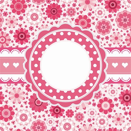 simsearch:400-04922188,k - Pink retro card with floral pattern. Seamless background. Fotografie stock - Microstock e Abbonamento, Codice: 400-04360077