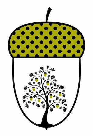 vector oak tree in acorn on white background, Adobe Illustrator 8 format Foto de stock - Super Valor sin royalties y Suscripción, Código: 400-04360159