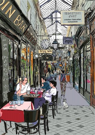 Vector illustration of an old passage in Paris Stock Photo - Budget Royalty-Free & Subscription, Code: 400-04360304