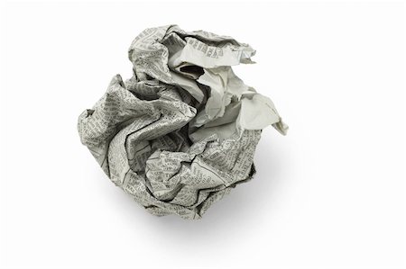 Crumpled newspaper in shape of ball on white background Stock Photo - Budget Royalty-Free & Subscription, Code: 400-04360449
