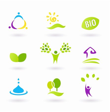 BIO icons inspired by people, farm life and nature. Vector illustration. Stock Photo - Budget Royalty-Free & Subscription, Code: 400-04360458