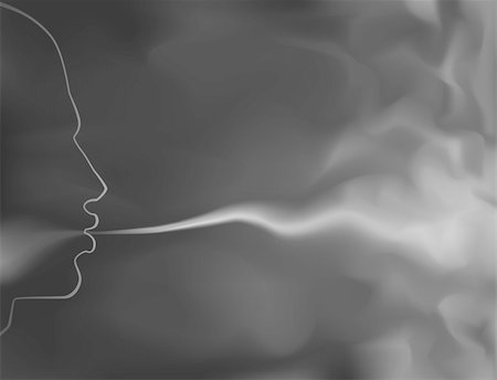 fumeuse - Editable vector illustration of a man blowing smoke made with a gradient mesh Stock Photo - Budget Royalty-Free & Subscription, Code: 400-04360467