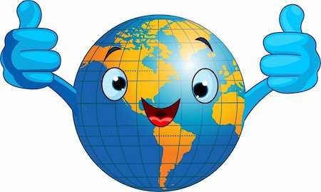 Cartoon world globe giving thumbs up.  (Western Hemisphere) Foto de stock - Super Valor sin royalties y Suscripción, Código: 400-04360557