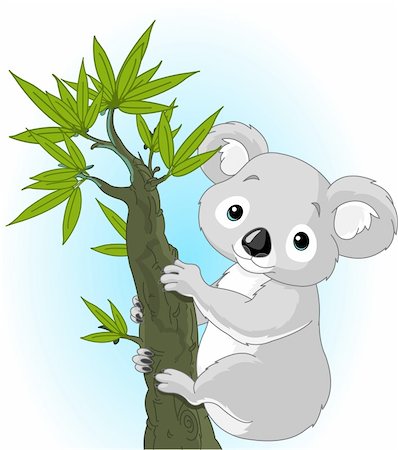 Illustration of Cute koala on a tree Foto de stock - Super Valor sin royalties y Suscripción, Código: 400-04360561