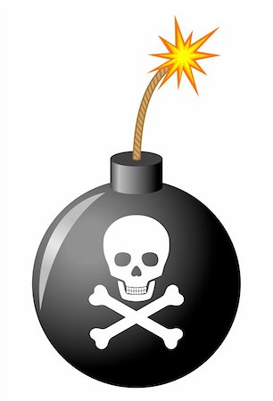 simsearch:400-05388310,k - Bomb with fired cord and skull Stock Photo - Budget Royalty-Free & Subscription, Code: 400-04360700