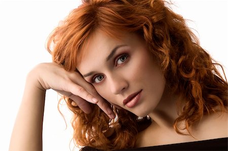 simsearch:400-06103705,k - sweet portrait of cute red haired young woman with great makeup Foto de stock - Super Valor sin royalties y Suscripción, Código: 400-04361089