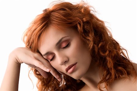 simsearch:400-06103705,k - sweet portrait of cute red haired young woman with great makeup Foto de stock - Super Valor sin royalties y Suscripción, Código: 400-04361090