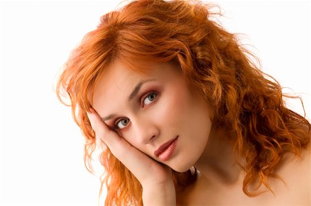 simsearch:400-06103705,k - sweet portrait of cute red haired young woman with great makeup Foto de stock - Super Valor sin royalties y Suscripción, Código: 400-04361091