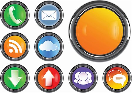 simsearch:400-04106245,k - Vector set of metallic stylish modern communication icons for web and print usage Stock Photo - Budget Royalty-Free & Subscription, Code: 400-04361118