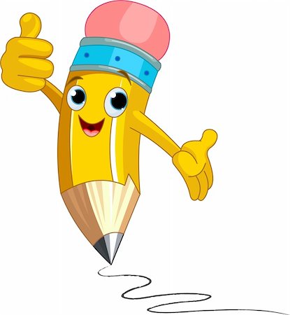 Illustration of a Pencil Character  giving thumbs up Stock Photo - Budget Royalty-Free & Subscription, Code: 400-04361191