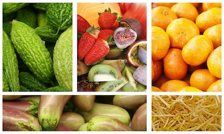 fiber rich foods - Fruits and Vegetables Variety and Choice Collage Stock Photo - Budget Royalty-Free & Subscription, Code: 400-04361201