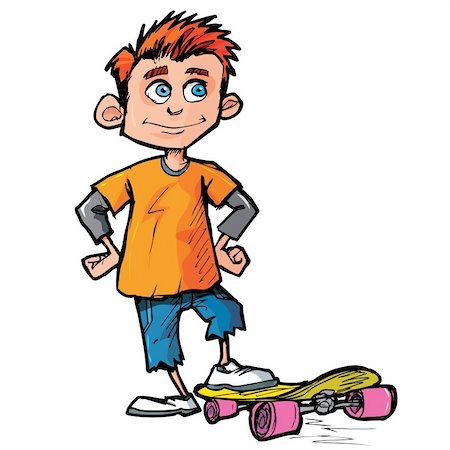 extreme sport clipart - Cartoon of skater boy isolated on white Stock Photo - Budget Royalty-Free & Subscription, Code: 400-04361305