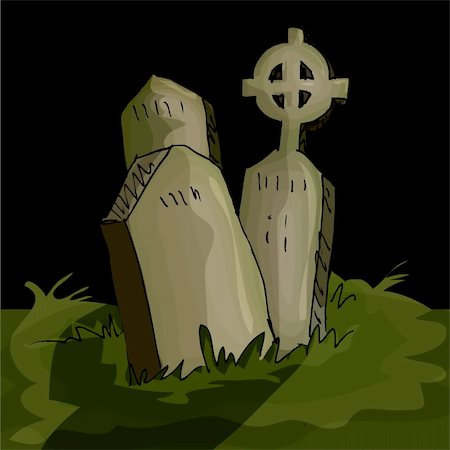 simsearch:400-04651962,k - Gravestones in a graveyard in the night time Foto de stock - Super Valor sin royalties y Suscripción, Código: 400-04361350