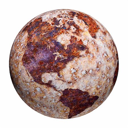 Terrestrial globe formed by corrosion stains on metal Stock Photo - Budget Royalty-Free & Subscription, Code: 400-04361515