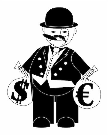 picture of fat man with money - vector illustration cartoon banker with bags of money isolated on white Stock Photo - Budget Royalty-Free & Subscription, Code: 400-04361952